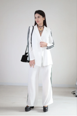 Костюм двійка з лампасами 44 білий (301Т/38) - фото 1