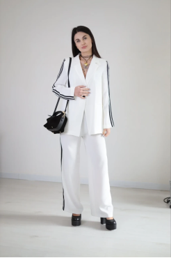 Костюм двійка з лампасами 46 білий (301Т/40) - фото 2