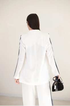 Костюм двійка з лампасами 48 білий (301Т/42) - фото 4