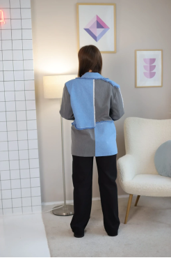 Піджак жіночий комбінований 52-54 блакитний+сірий (510145L) - фото 9