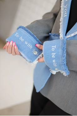 Піджак жіночий комбінований 50-52 блакитний+сірий (510145М) - фото 4