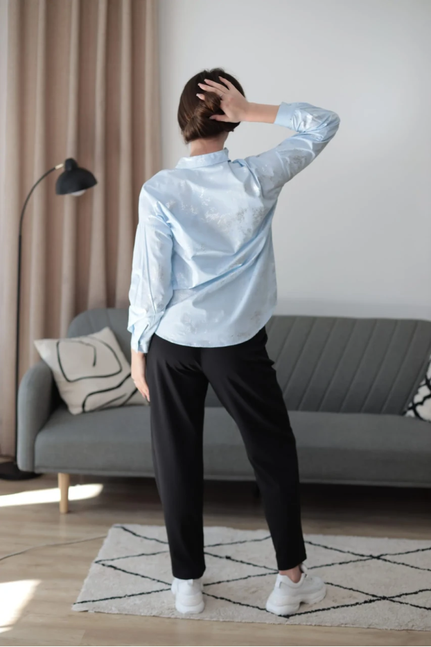 Сорочка з принтом 50-52 блакитна з сріблом (4012L) - фото 5