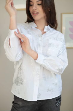 Сорочка з принтом 50-52 біла зі сріблом (4012L) - фото 4