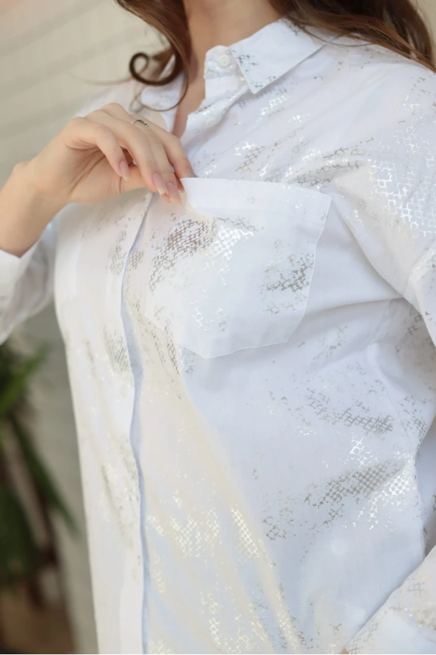 Сорочка з принтом 50-52 біла зі сріблом (4012L) - фото 7