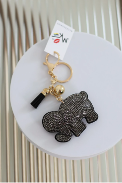 Брелок Слон срібні камінчики чорний 350/172s - фото 1
