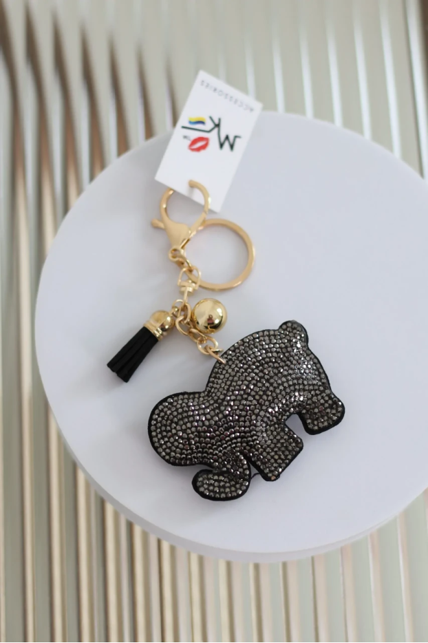 Брелок Слон срібні камінчики чорний 350/172s - фото 1