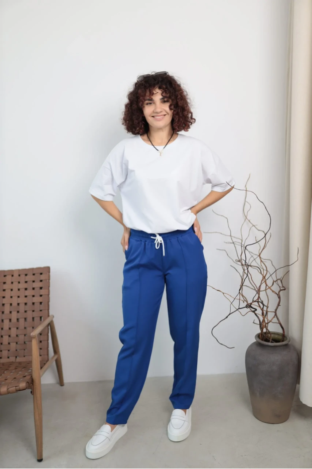 Брюки жіночі зі стрілкою MK 46-48 сині (1099/1s S) - фото 1